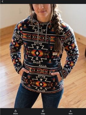 Dravus Aztec Hoodie southwest NWOT Large fleece pockets black teal orange